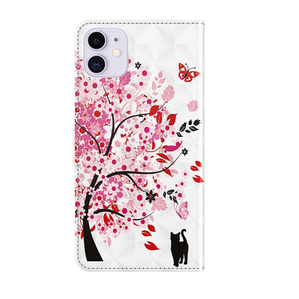3D Painting Pattern Horizontal Flip TPU + PU Leather Case with Holder & Card Slots & Wallet For iPhone 13 mini(Cat Under The Tree)-garmade.com