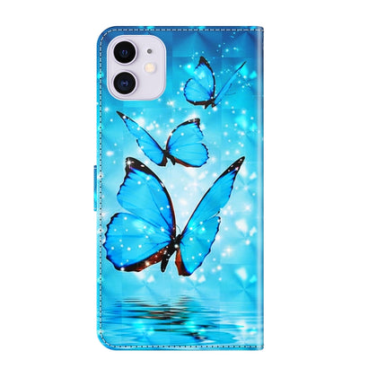 3D Painting Pattern Horizontal Flip TPU + PU Leather Case with Holder & Card Slots & Wallet For iPhone 13 mini(Three Butterflies)-garmade.com