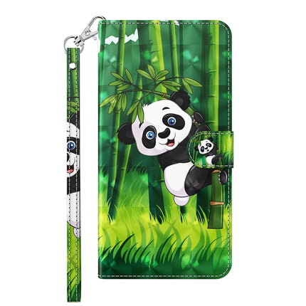 3D Painting Pattern Horizontal Flip TPU + PU Leather Case with Holder & Card Slots & Wallet For iPhone 13 mini(Panda Climbing Bamboo)-garmade.com