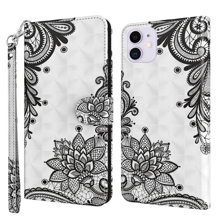 3D Painting Pattern Horizontal Flip TPU + PU Leather Case with Holder & Card Slots & Wallet For iPhone 13 mini(Diagonal Black Flower)-garmade.com