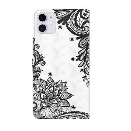 3D Painting Pattern Horizontal Flip TPU + PU Leather Case with Holder & Card Slots & Wallet For iPhone 13 mini(Diagonal Black Flower)-garmade.com