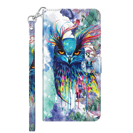 3D Painting Pattern Horizontal Flip TPU + PU Leather Case with Holder & Card Slots & Wallet For iPhone 13 mini(Watercolor Owl)-garmade.com