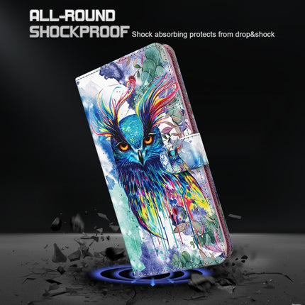 3D Painting Pattern Horizontal Flip TPU + PU Leather Case with Holder & Card Slots & Wallet For iPhone 13 mini(Watercolor Owl)-garmade.com