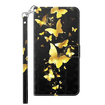 3D Painting Pattern Horizontal Flip TPU + PU Leather Case with Holder & Card Slots & Wallet For iPhone 13(Gold Butterflies)-garmade.com
