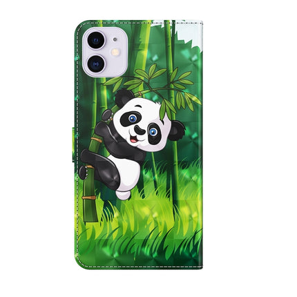 3D Painting Pattern Horizontal Flip TPU + PU Leather Case with Holder & Card Slots & Wallet For iPhone 13(Panda Climbing Bamboo)-garmade.com