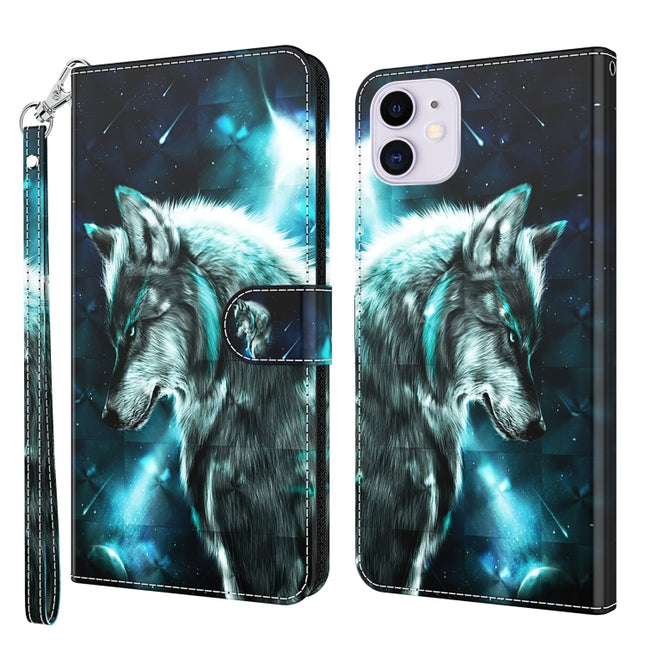 3D Painting Pattern Horizontal Flip TPU + PU Leather Case with Holder & Card Slots & Wallet For iPhone 13 Pro Max(Wolf)-garmade.com
