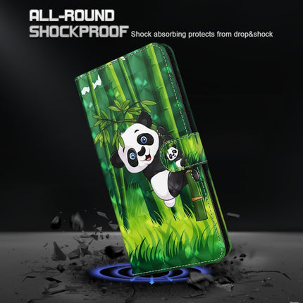 3D Painting Pattern Horizontal Flip TPU + PU Leather Case with Holder & Card Slots & Wallet For iPhone 13 Pro Max(Panda Climbing Bamboo)-garmade.com