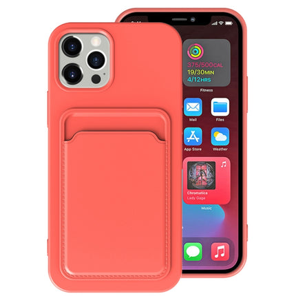 TPU + Flannel Lining Shockproof Case with Card Slots For iPhone 13 mini(Pink Orange)-garmade.com