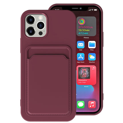 TPU + Flannel Lining Shockproof Case with Card Slots For iPhone 13 mini(Dark Purple)-garmade.com