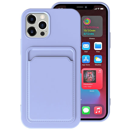 TPU + Flannel Lining Shockproof Case with Card Slots For iPhone 13 mini(Light Purple)-garmade.com