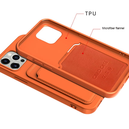 TPU + Flannel Lining Shockproof Case with Card Slots For iPhone 13 mini(Pink Orange)-garmade.com