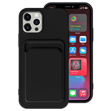 TPU + Flannel Lining Shockproof Case with Card Slots For iPhone 13(Black)-garmade.com