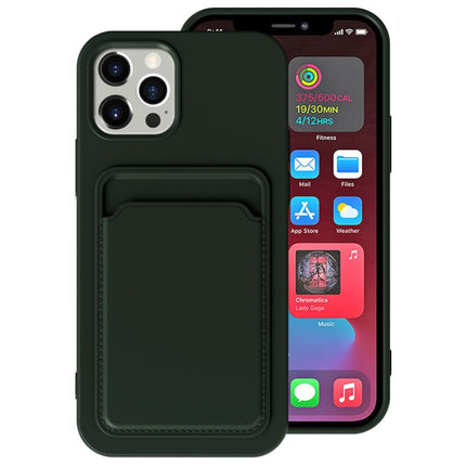 TPU + Flannel Lining Shockproof Case with Card Slots For iPhone 13 Pro(Dark Green)-garmade.com