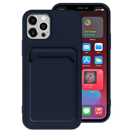 TPU + Flannel Lining Shockproof Case with Card Slots For iPhone 13 Pro Max(Blue)-garmade.com