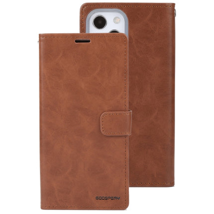 GOOSPERY BLUE MOON Crazy Horse Texture Horizontal Flip Leather Case with Holder & Card Slot & Wallet For iPhone 13 mini(Brown)-garmade.com