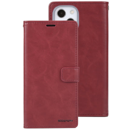 GOOSPERY BLUE MOON Crazy Horse Texture Horizontal Flip Leather Case with Holder & Card Slot & Wallet For iPhone 13 mini(Wine Red)-garmade.com
