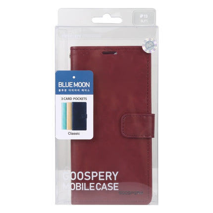 GOOSPERY BLUE MOON Crazy Horse Texture Horizontal Flip Leather Case with Holder & Card Slot & Wallet For iPhone 13 mini(Wine Red)-garmade.com