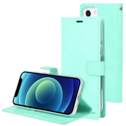 GOOSPERY BLUE MOON Crazy Horse Texture Horizontal Flip Leather Case with Holder & Card Slot & Wallet For iPhone 13 mini(Mint Green)-garmade.com