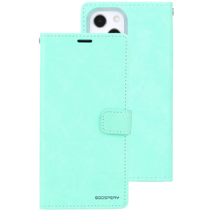 GOOSPERY BLUE MOON Crazy Horse Texture Horizontal Flip Leather Case with Holder & Card Slot & Wallet For iPhone 13 mini(Mint Green)-garmade.com