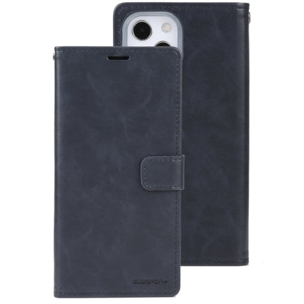 GOOSPERY BLUE MOON Crazy Horse Texture Horizontal Flip Leather Case with Holder & Card Slot & Wallet For iPhone 13(Dark Blue)-garmade.com