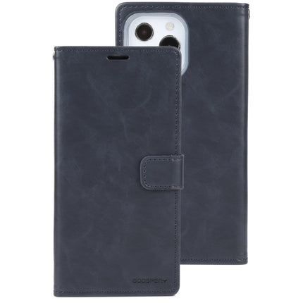 GOOSPERY BLUE MOON Crazy Horse Texture Horizontal Flip Leather Case with Holder & Card Slot & Wallet For iPhone 13 Pro(Dark Blue)-garmade.com