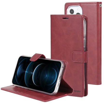 GOOSPERY BLUE MOON Crazy Horse Texture Horizontal Flip Leather Case with Holder & Card Slot & Wallet For iPhone 13 Pro(Wine Red)-garmade.com