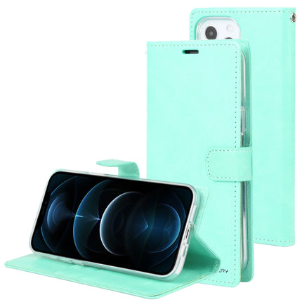 GOOSPERY BLUE MOON Crazy Horse Texture Horizontal Flip Leather Case with Holder & Card Slot & Wallet For iPhone 13 Pro(Mint Green)-garmade.com