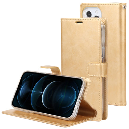 GOOSPERY BLUE MOON Crazy Horse Texture Horizontal Flip Leather Case with Holder & Card Slot & Wallet For iPhone 13 Pro Max(Gold)-garmade.com