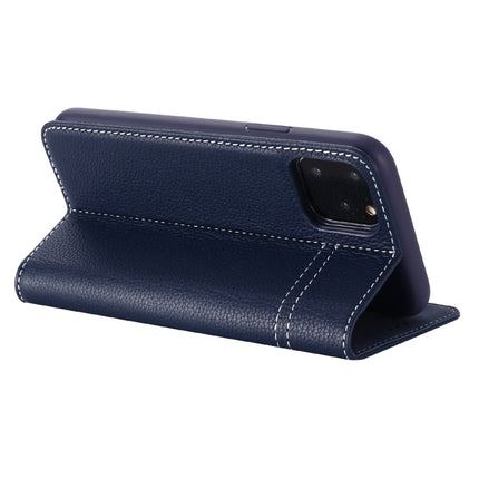 For iPhone 11 Pro GEBEI Top-grain Leather Horizontal Flip Protective Case with Holder & Card Slots(Blue)-garmade.com