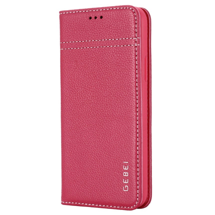 For iPhone 11 Pro GEBEI Top-grain Leather Horizontal Flip Protective Case with Holder & Card Slots(Rose Red)-garmade.com