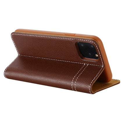 For iPhone 11 Pro GEBEI Top-grain Leather Horizontal Flip Protective Case with Holder & Card Slots(Brown)-garmade.com