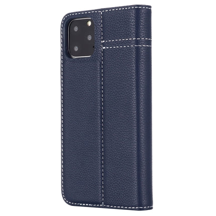 For iPhone 11 GEBEI Top-grain Leather Horizontal Flip Protective Case with Holder & Card Slots(Blue)-garmade.com