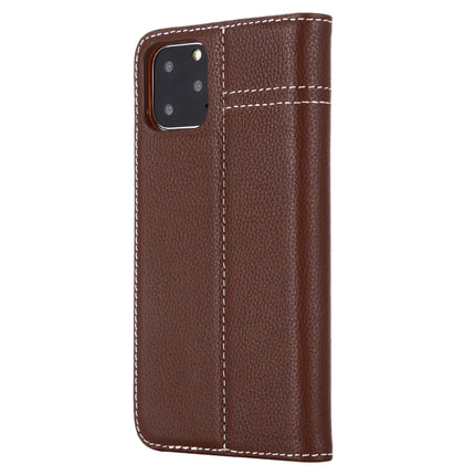 For iPhone 11 GEBEI Top-grain Leather Horizontal Flip Protective Case with Holder & Card Slots(Brown)-garmade.com