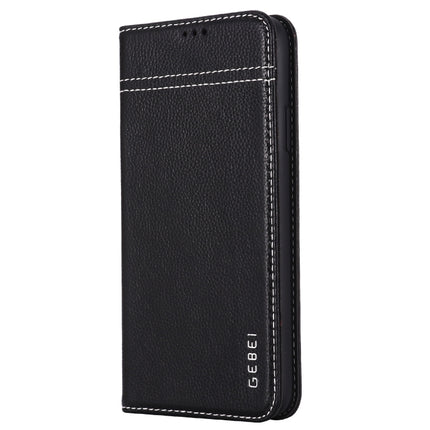 For iPhone 11 Pro Max GEBEI Top-grain Leather Horizontal Flip Protective Case with Holder & Card Slots(Black)-garmade.com