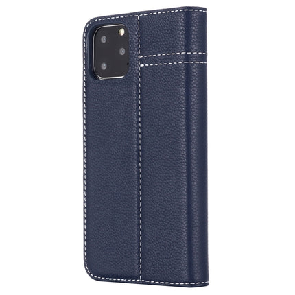 For iPhone 11 Pro Max GEBEI Top-grain Leather Horizontal Flip Protective Case with Holder & Card Slots(Blue)-garmade.com