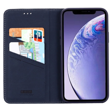 For iPhone 11 Pro Max GEBEI Top-grain Leather Horizontal Flip Protective Case with Holder & Card Slots(Blue)-garmade.com