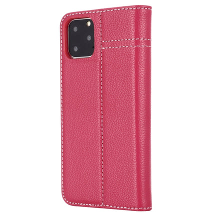 For iPhone 11 Pro Max GEBEI Top-grain Leather Horizontal Flip Protective Case with Holder & Card Slots(Rose Red)-garmade.com