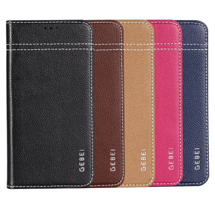 For iPhone XS / X GEBEI Top-grain Leather Horizontal Flip Protective Case with Holder & Card Slots(Black)-garmade.com