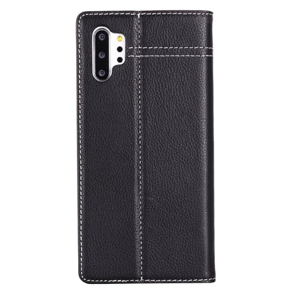 For Galaxy Note 10 GEBEI Top-grain Leather Horizontal Flip Protective Case with Holder & Card Slots(Black)-garmade.com