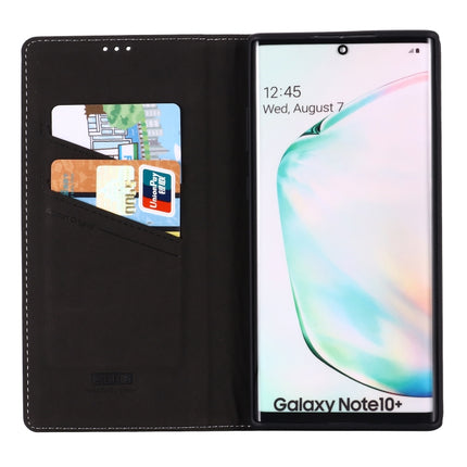 For Galaxy Note 10 GEBEI Top-grain Leather Horizontal Flip Protective Case with Holder & Card Slots(Black)-garmade.com