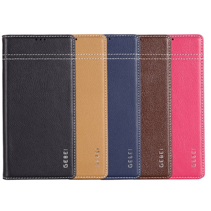 For Galaxy Note 10 GEBEI Top-grain Leather Horizontal Flip Protective Case with Holder & Card Slots(Black)-garmade.com