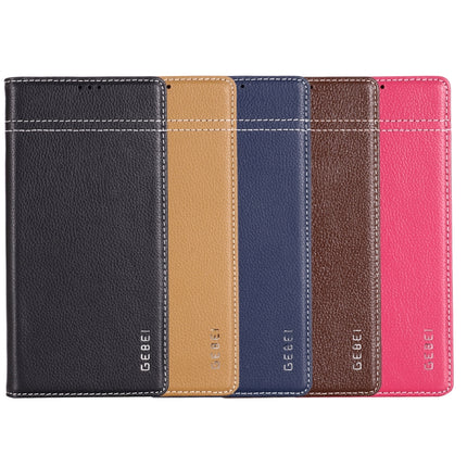 For Galaxy Note 10 GEBEI Top-grain Leather Horizontal Flip Protective Case with Holder & Card Slots(Khaki)-garmade.com