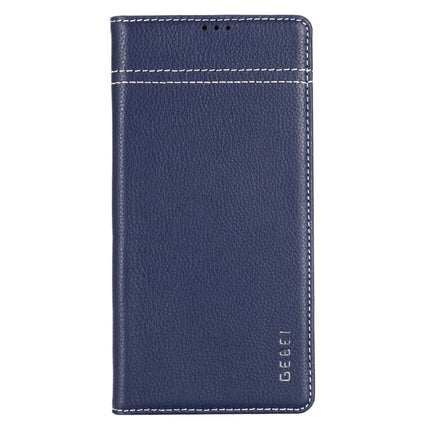 For Galaxy Note 10 GEBEI Top-grain Leather Horizontal Flip Protective Case with Holder & Card Slots(Blue)-garmade.com