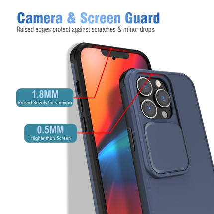 Up and Down Sliding Camera Cover Design Shockproof TPU + PC Protective Case For iPhone 13 Pro Max(Blue)-garmade.com