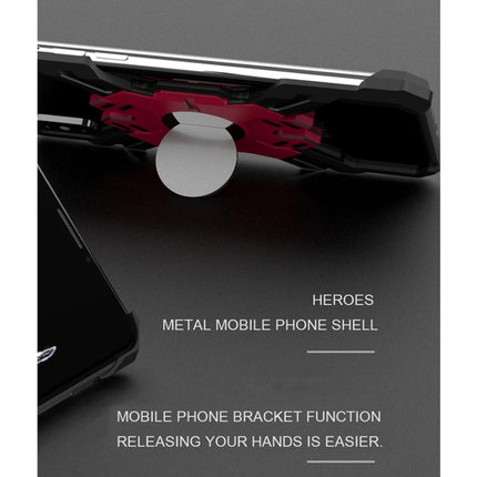 For iPhone 6 Plus / 6 Hero Series Anti-fall Wear-resistant Metal Protective Case with Bracket(Black Red)-garmade.com