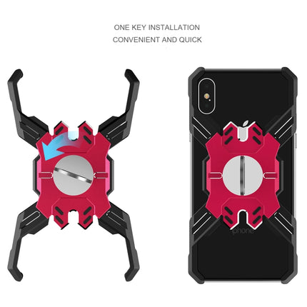 For iPhone 6 Plus / 6 Hero Series Anti-fall Wear-resistant Metal Protective Case with Bracket(Black Red)-garmade.com