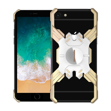 For iPhone 6 Plus / 6 Hero Series Anti-fall Wear-resistant Metal Protective Case with Bracket(Gold Silver)-garmade.com