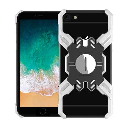 For iPhone 6 Plus / 6 Hero Series Anti-fall Wear-resistant Metal Protective Case with Bracket(Silver Black)-garmade.com