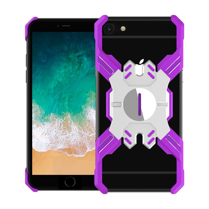 For iPhone 6 Plus / 6 Hero Series Anti-fall Wear-resistant Metal Protective Case with Bracket(Purple Silver)-garmade.com