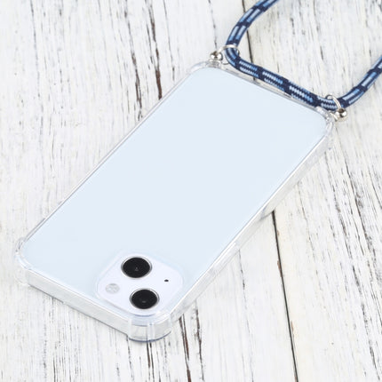 Four-corner Shockproof Transparent TPU Protective Case with Lanyard For iPhone 13(Colorful Blue)-garmade.com